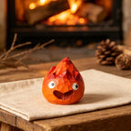 Figurine d'esprit du feu en bois sculptée à la main, ornement de bureau flammes 4 cm