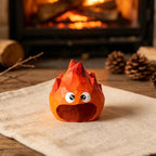 Figurine d'esprit du feu en bois sculptée à la main, ornement de bureau flammes 4 cm