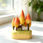 Figurine forêt d'automne bois sculpté à la main, ornement bureau paysage miniature