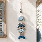 Guirlande murale poisson en bois vieilli, décoration nautique méditerranéenne