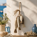 Guirlande de poissons en bois vieilli rustique méditerranéen, décoration murale nautique côtier