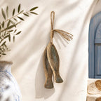 Guirlande murale poisson en bois vieilli, décoration nautique méditerranéenne