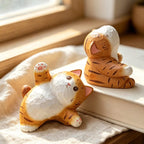 Figurine de chat yoga en bois massif sculptée à la main, décoration de bureau chaton tigré, cadeau pour amateur de yoga