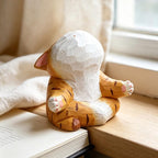 Figurine de chat yoga en bois massif sculptée à la main, décoration de bureau chaton tigré, cadeau pour amateur de yoga