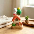 Figurine de maison de fée en bois sculptée à la main, mini maison de campagne dans les arbres, décoration de bureau