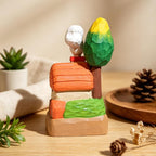 Figurine de maison de fée en bois sculptée à la main, mini maison de campagne dans les arbres, décoration de bureau
