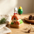 Figurine de maison de fée en bois sculptée à la main, mini maison de campagne dans les arbres, décoration de bureau