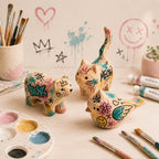 Figurines d'animaux en bois à peindre - Chien, Ours, Oiseau
