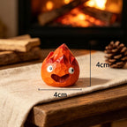 Figurine d'esprit du feu en bois sculptée à la main, ornement de bureau flammes 4 cm